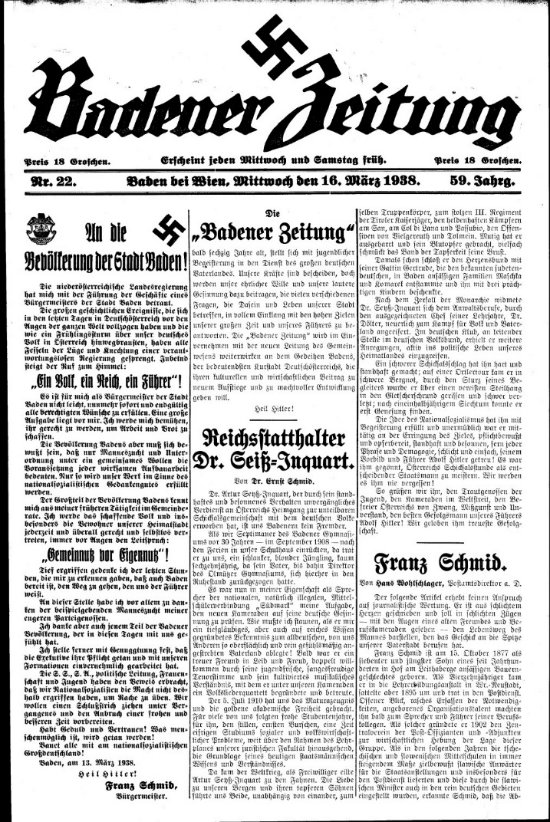 Quelle: Badener Zeitung, 16.03.1938 // via anno.onb.ac.at